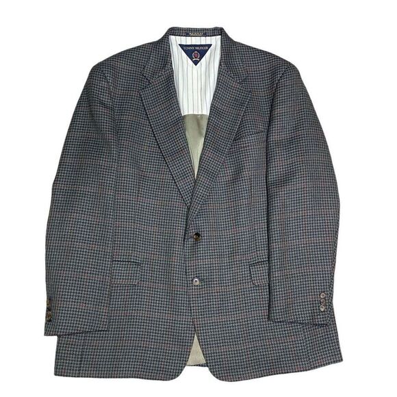 Tommy Hilfiger Plaid Blazer Size 46 Long Gray Red - Picture 1 of 8